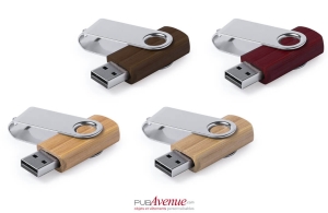 Clé USB bois et clip alu pivotant personnalisée